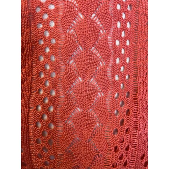99 Jane Street Long Open Cardigan Sweater, Coral Rose, Crocheted size Large - Picture 6 of 16